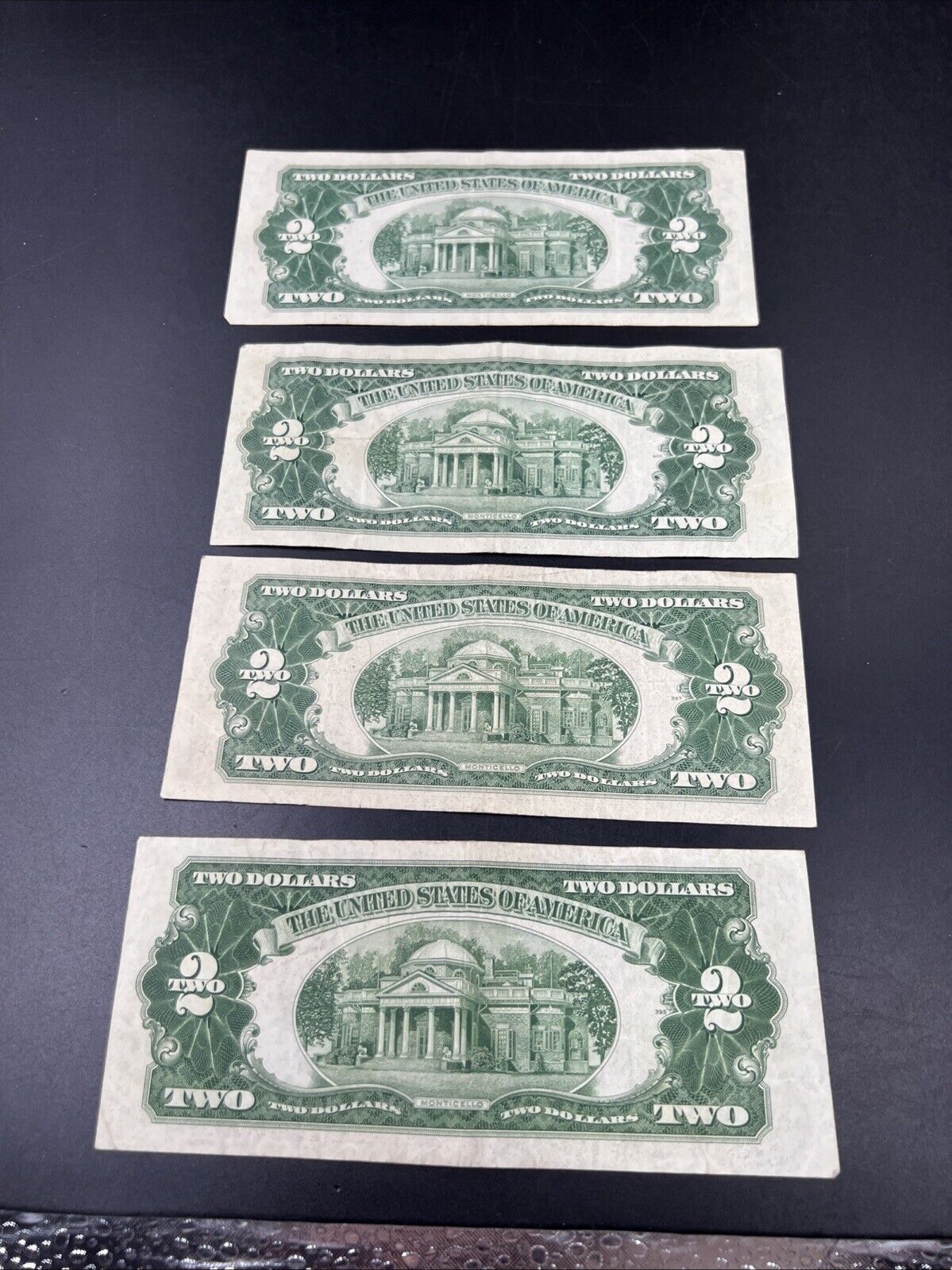 4 NOTE SET 1953 + A B & C $2 Red Seal Legal Tender Currency Note Bills VG #538