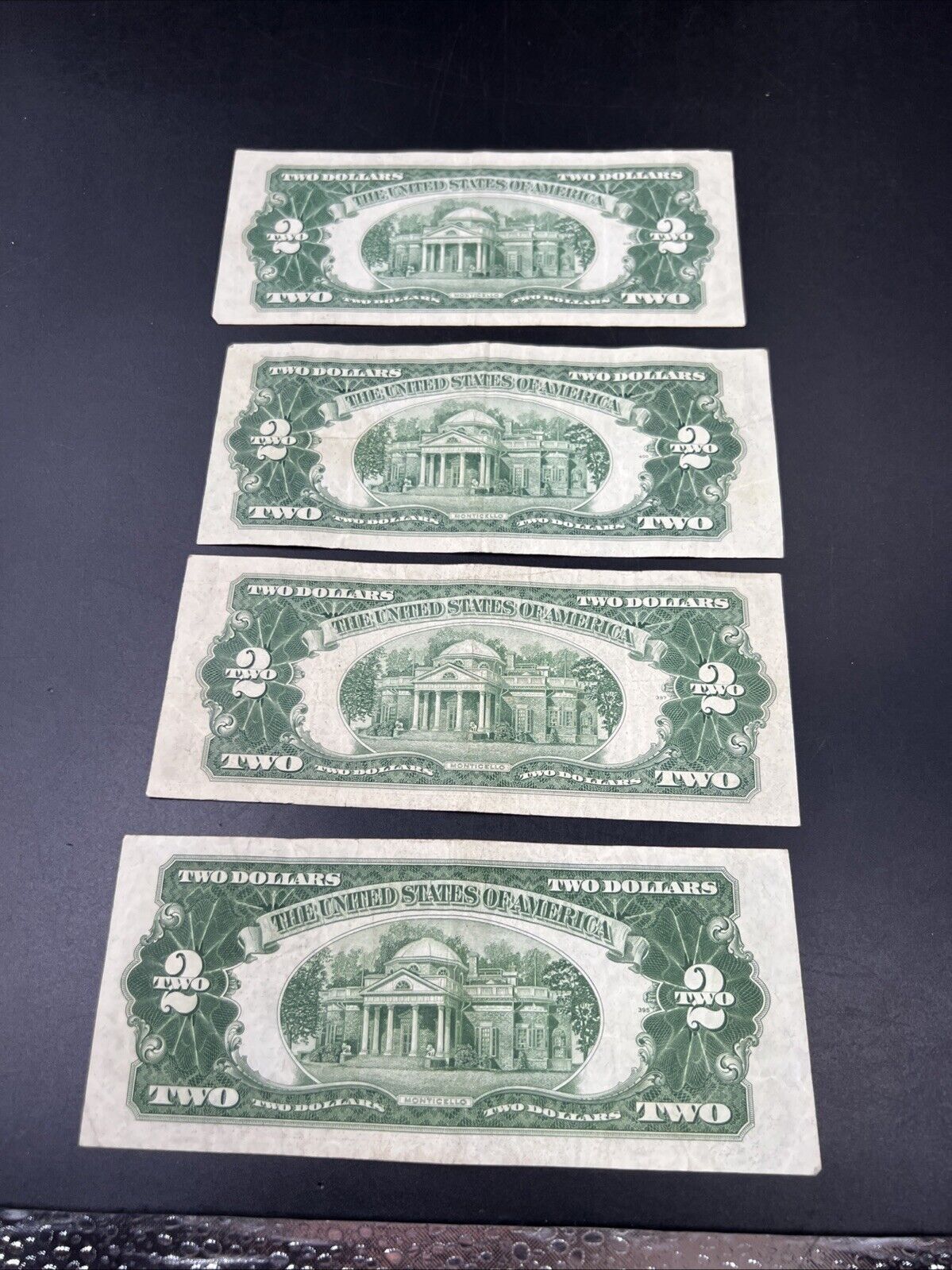 4 NOTE SET 1953 + A B & C $2 Red Seal Legal Tender Currency Note Bills VG #538