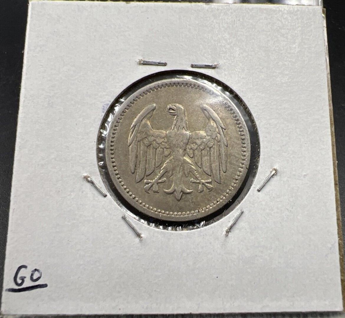 1924 A Weimar Germany 1 Mark Silver Coin XF EF Extra Fine Circulated