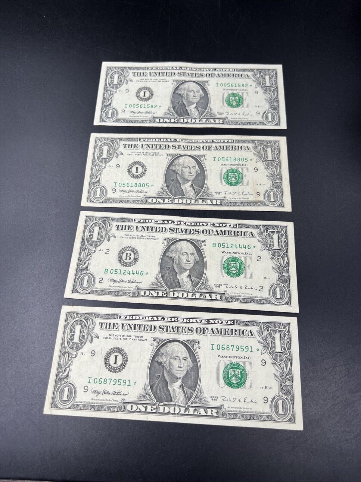 Lot of 4 1995 * Star $1 One Dollar FRN Federal Reserve Notes Circulated #591