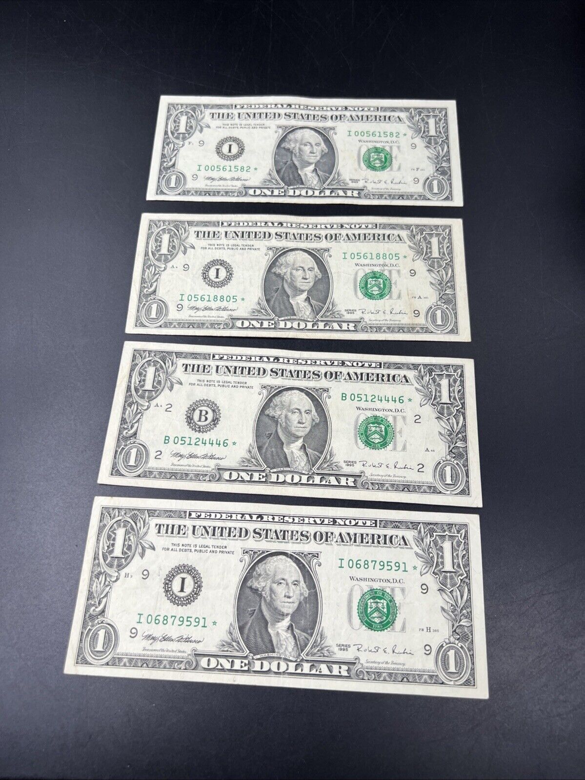 Lot of 4 1995 * Star $1 One Dollar FRN Federal Reserve Notes Circulated #591