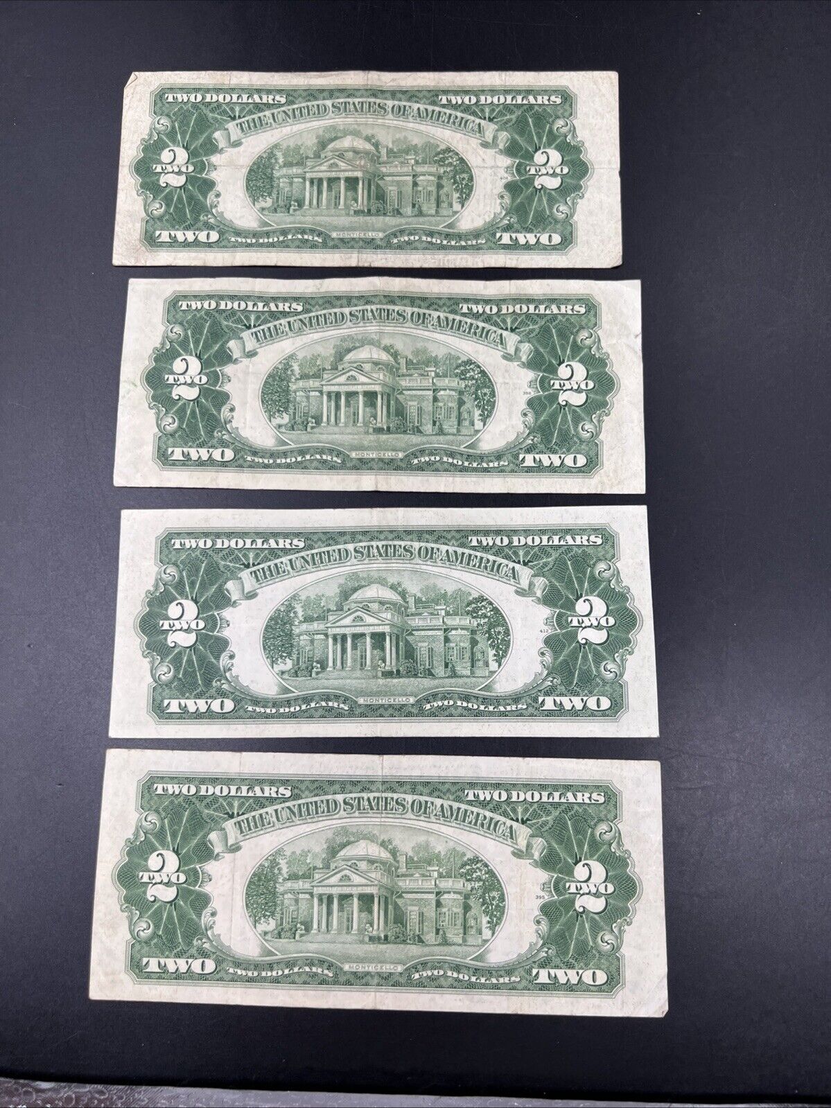 4 NOTE SET 1953 + A B & C $2 Red Seal Legal Tender Currency Note Bills VG #227