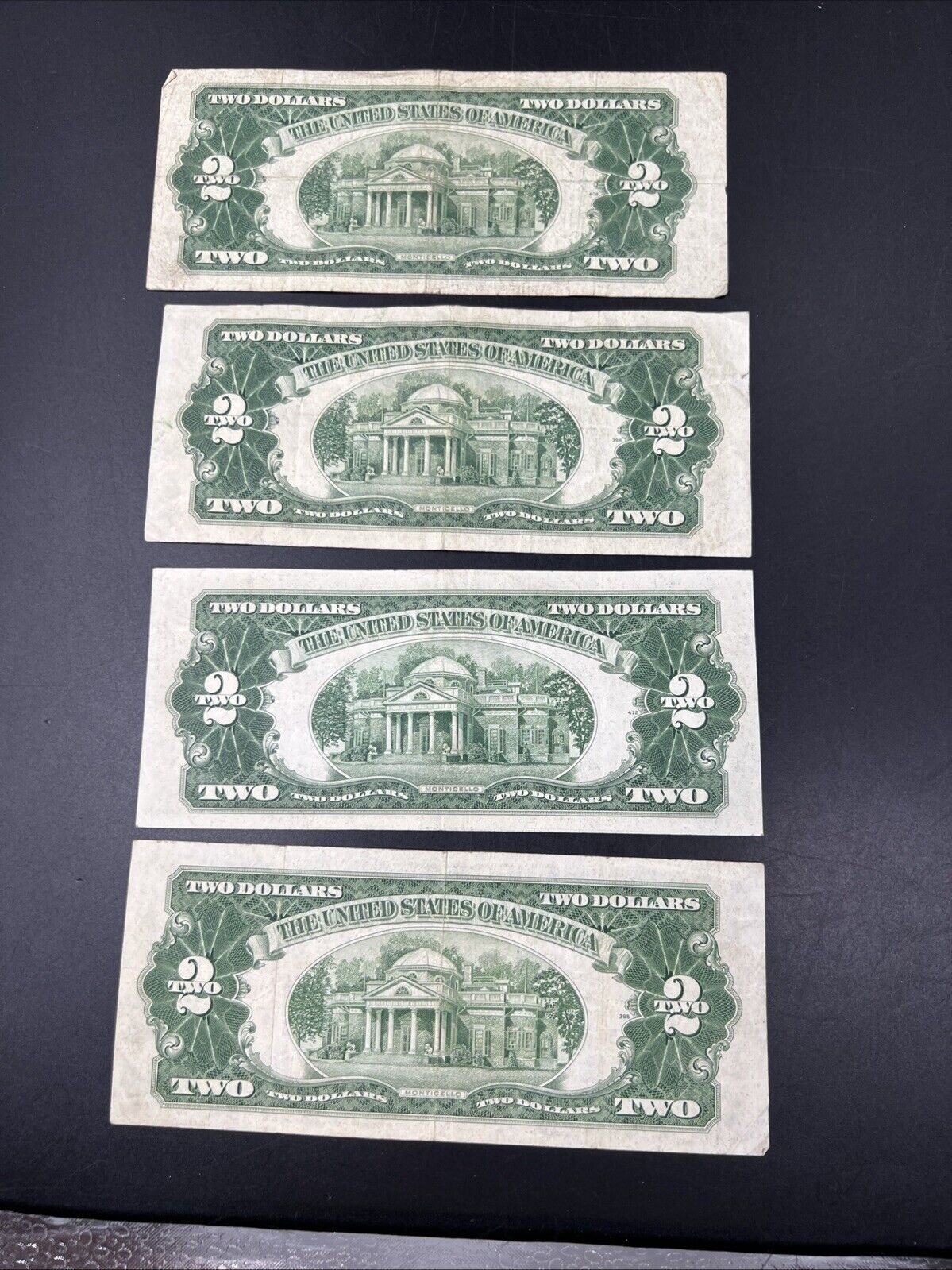 4 NOTE SET 1953 + A B & C $2 Red Seal Legal Tender Currency Note Bills VG #227