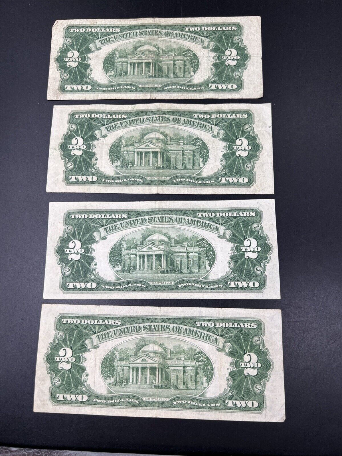 4 NOTE SET 1953 + A B & C $2 Red Seal Legal Tender Currency Note Bills VG #227