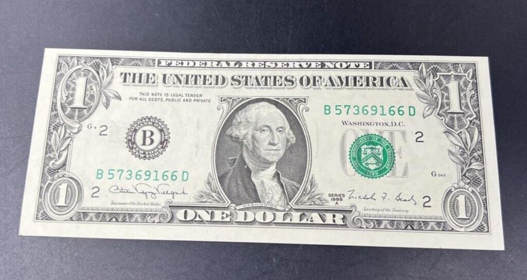 1988 A $1 One Dollar FRN Federal Reserve Note Uncirculated