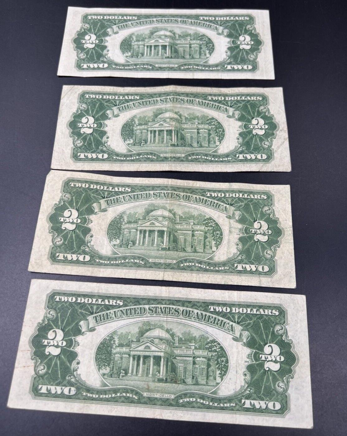 4 NOTE SET 1953 + A B & C $2 Red Seal Legal Tender Currency Note Bills VG #356