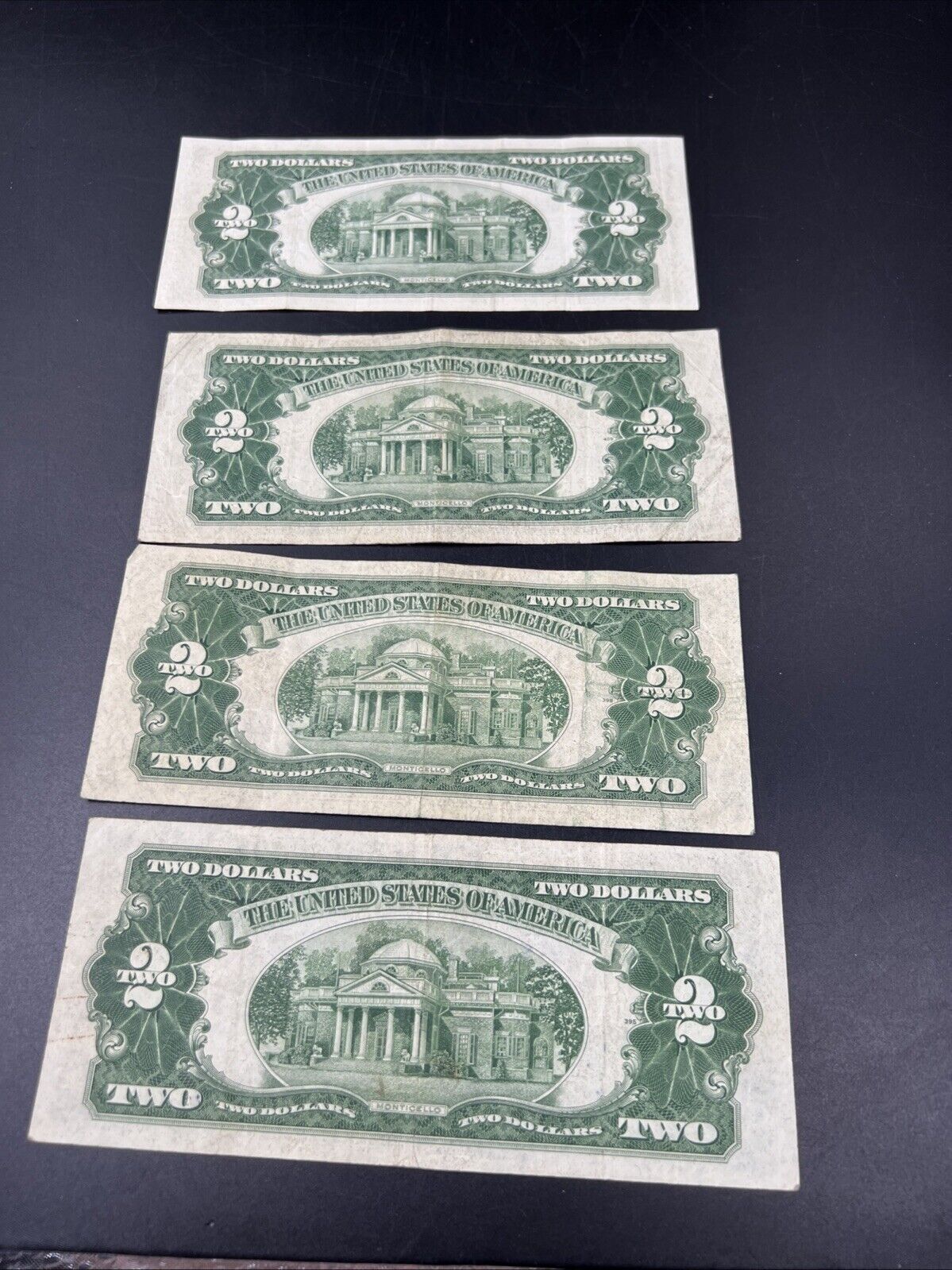 4 NOTE SET 1953 + A B & C $2 Red Seal Legal Tender Currency Note Bills VG #356