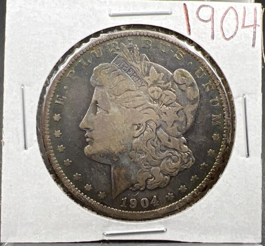 1904 P $1 Morgan Silver Dollar Coin Choice VF Very Fine Circ Neat Toning