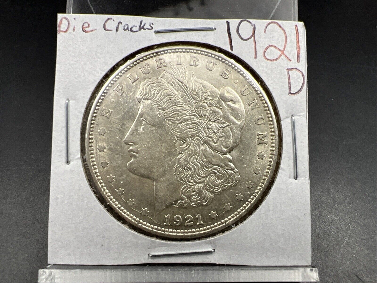 1921 D $1 Morgan Silver Dollar Coin Choice AU About UNC Die Cracks Vam Variety