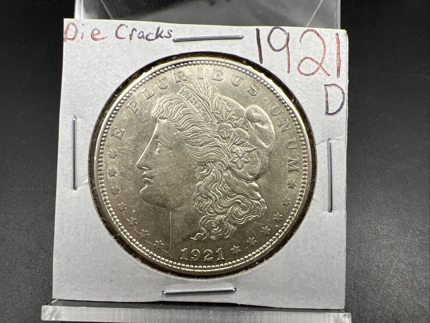 1921 D $1 Morgan Silver Dollar Coin Choice AU About UNC Die Cracks Vam Variety