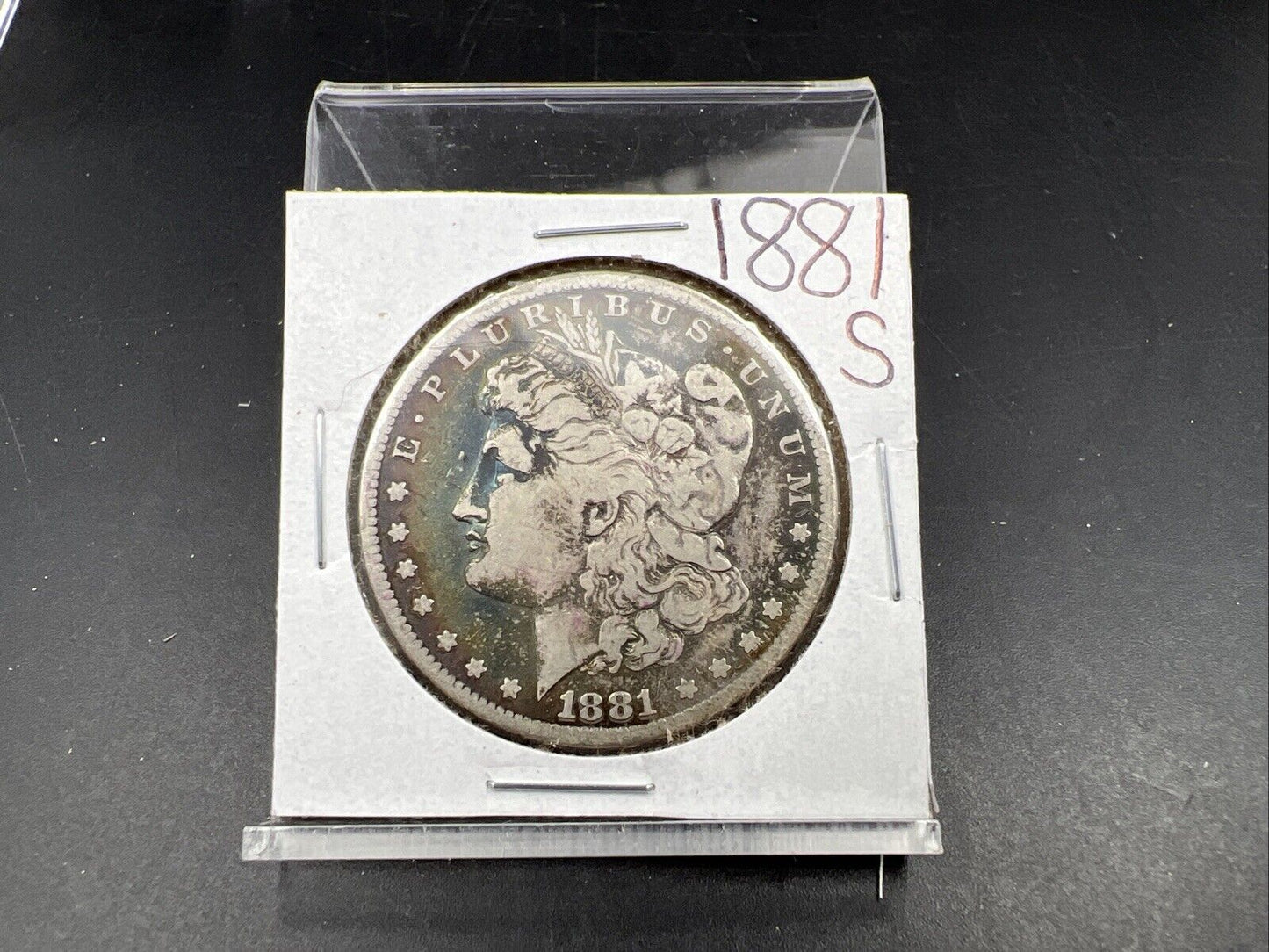 1881 S $1 Morgan Silver Dollar Coin VF Very Fine Neat Toning Toner