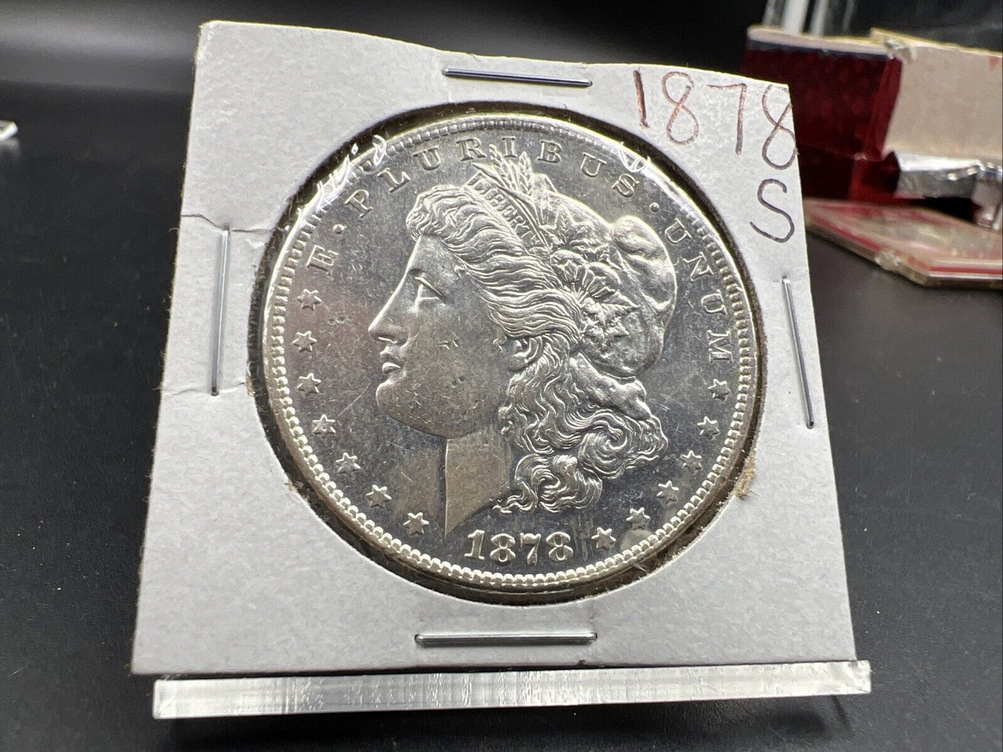 1878 S $1 Morgan Silver Dollar Coin UNC Uncirculated PL Obverse