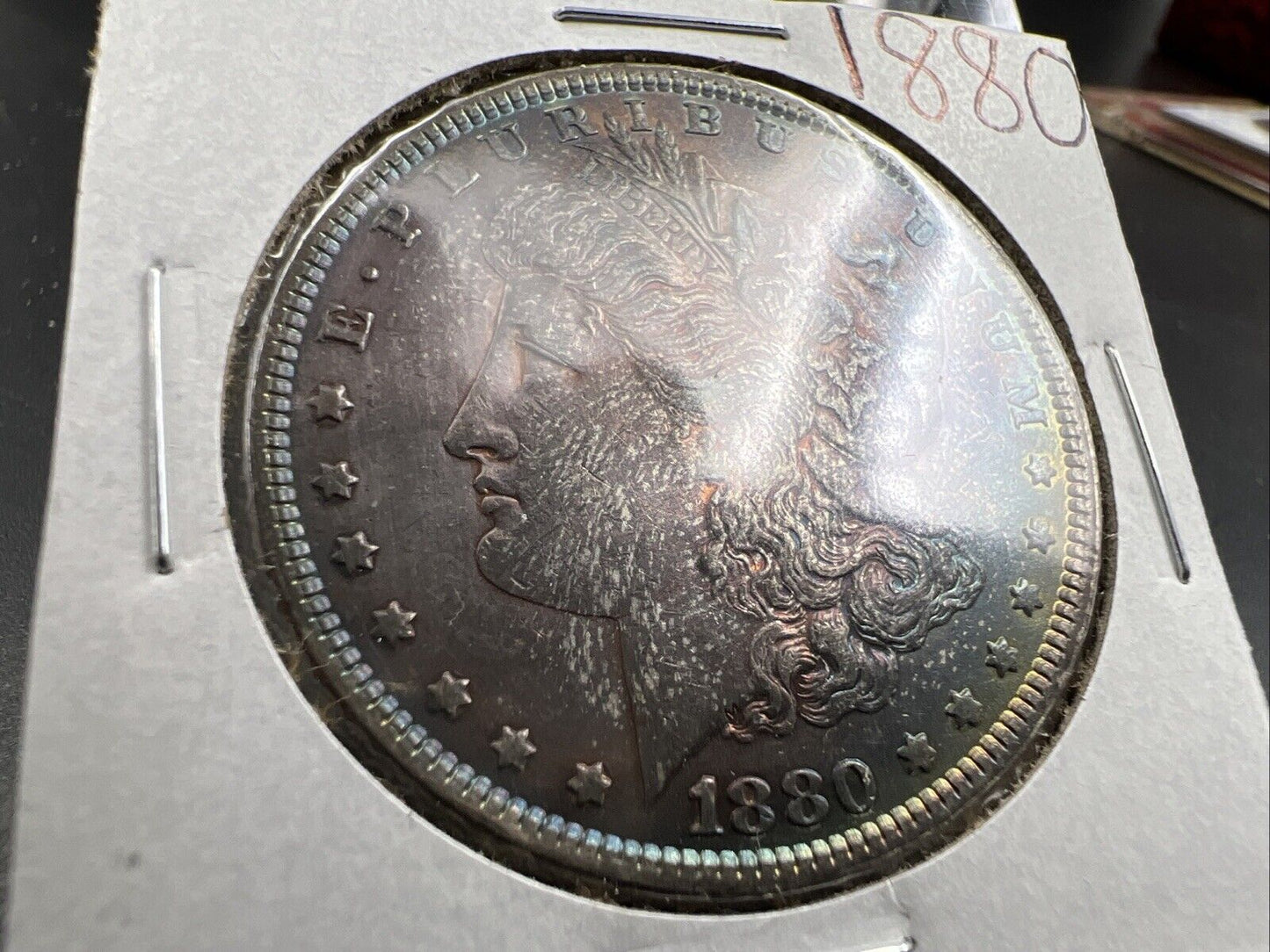 1880 P $1 Morgan Silver Dollar Coin BU UNC Neat Original Toning Toner