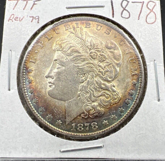 1878 P REV 79 $1 Morgan Dollar Coin Choice AU About UNC PQ Original Toning Toner