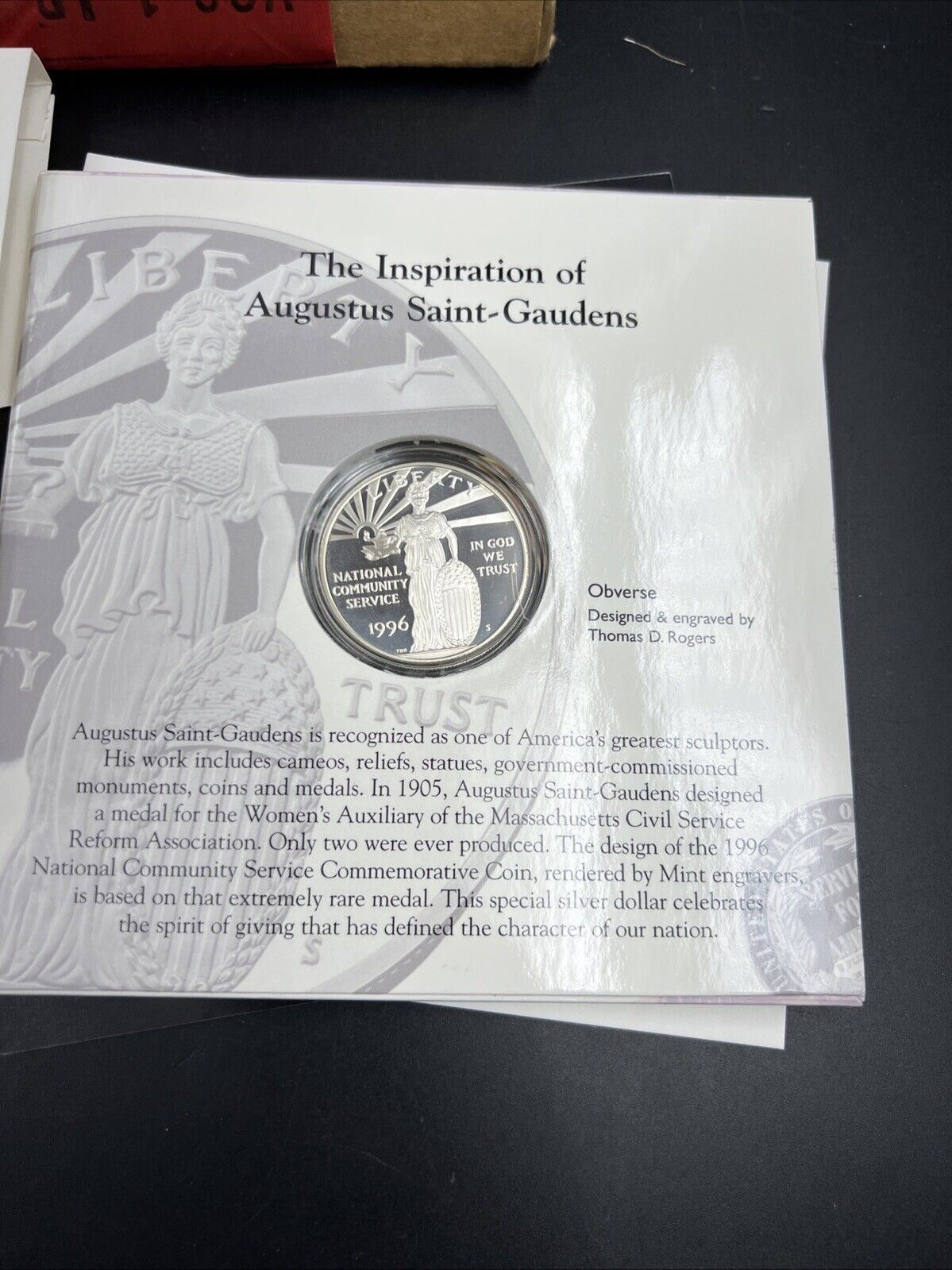 1996 National Community Service Proof Silver Dollar and Stamp Set Nice OGP