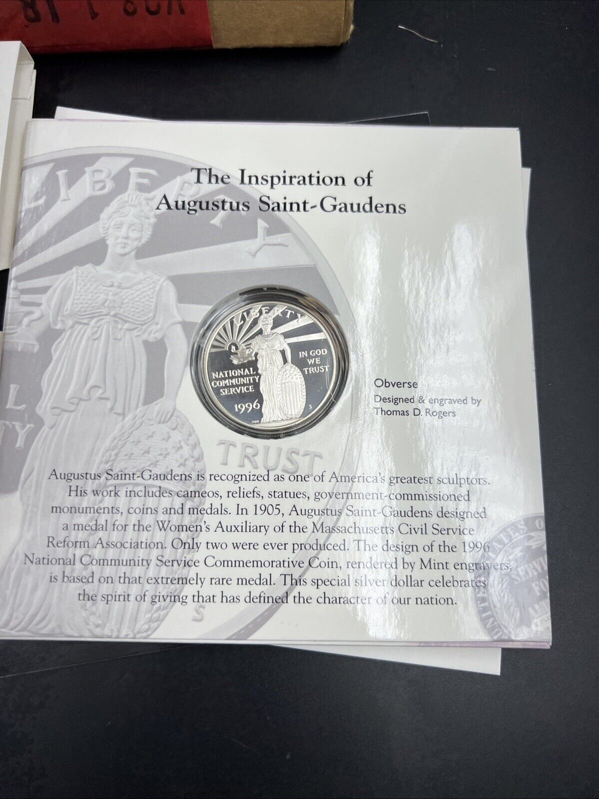 1996 National Community Service Proof Silver Dollar and Stamp Set Nice OGP