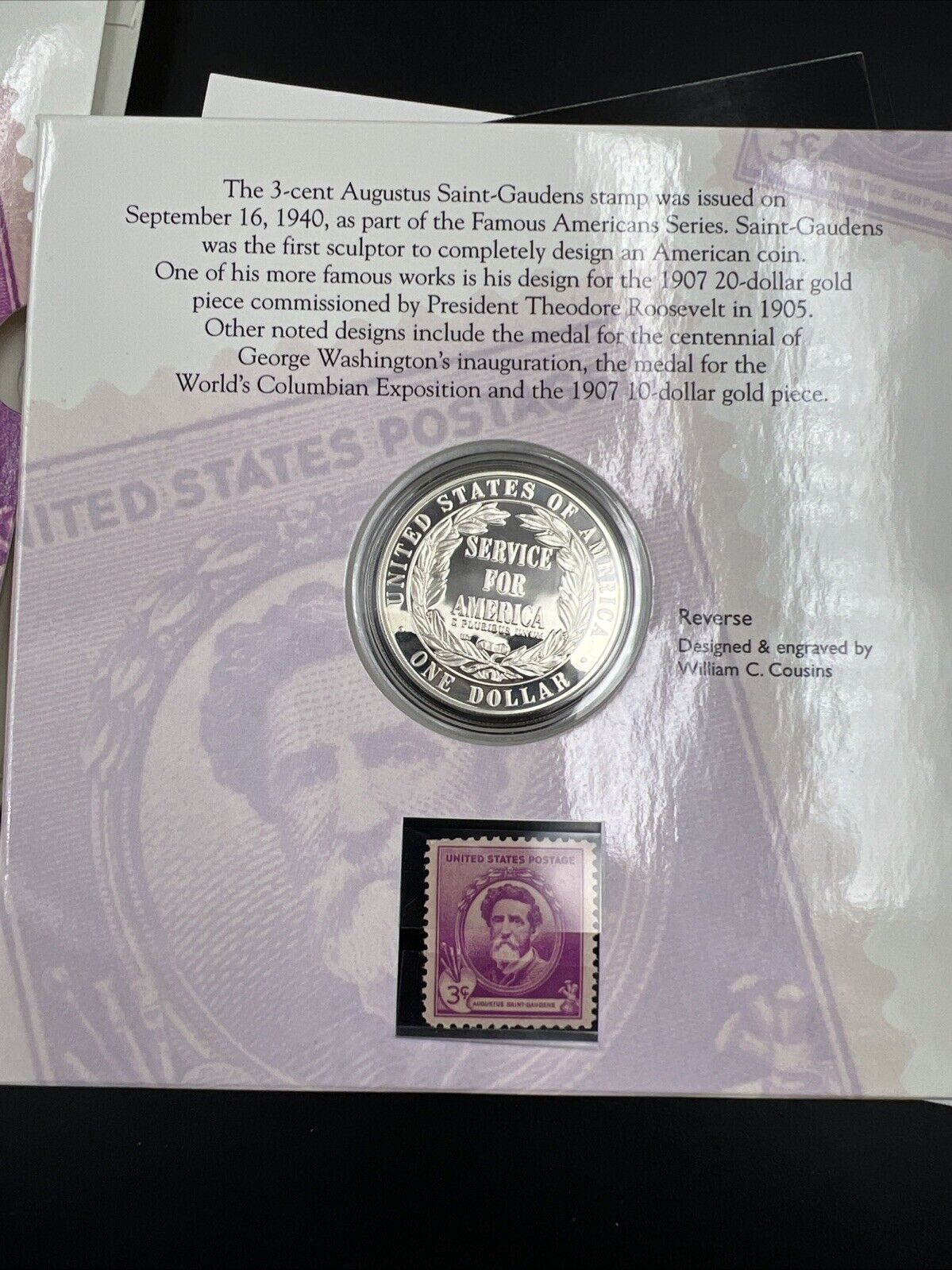 1996 National Community Service Proof Silver Dollar and Stamp Set Nice OGP