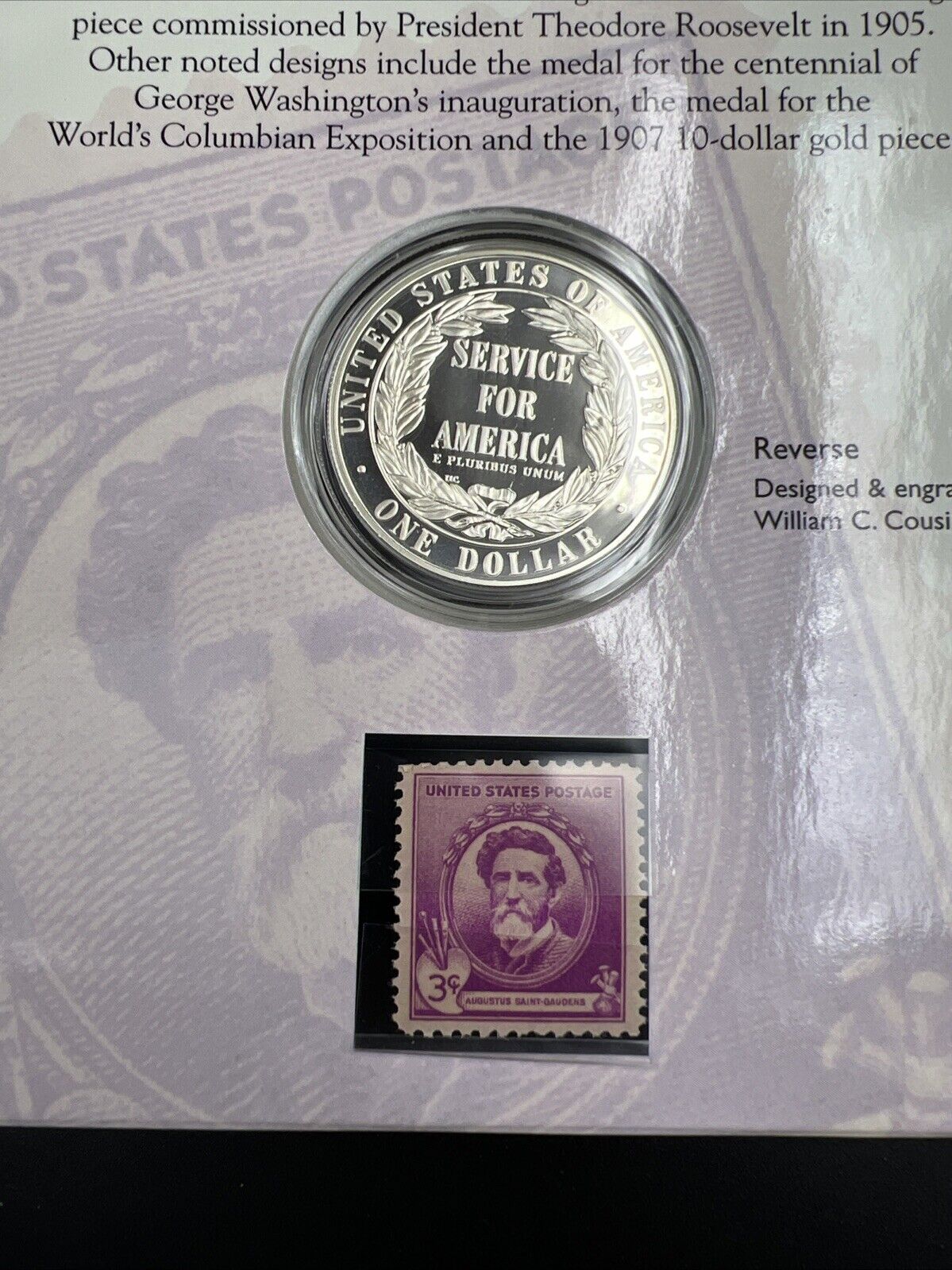 1996 National Community Service Proof Silver Dollar and Stamp Set Nice OGP