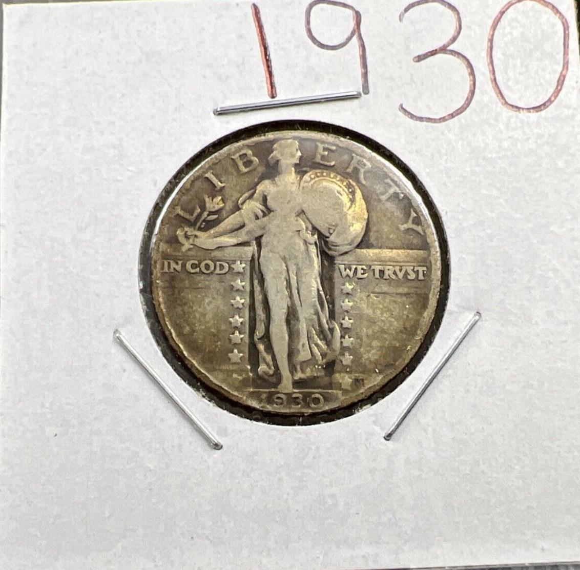 1930 P Standing Liberty Silver Quarter Coin Circulated Neat Toning