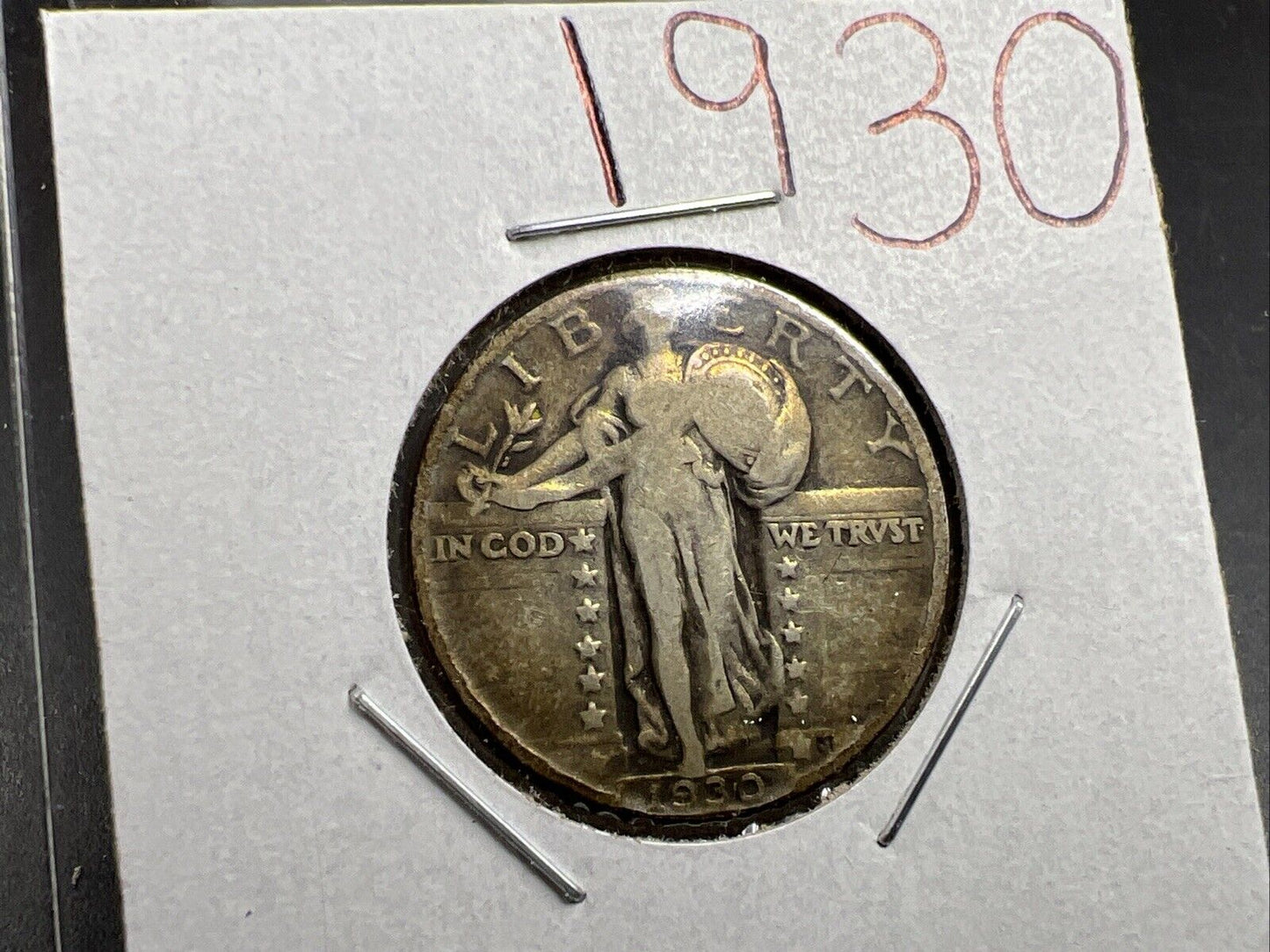 1930 P Standing Liberty Silver Quarter Coin Circulated Neat Toning