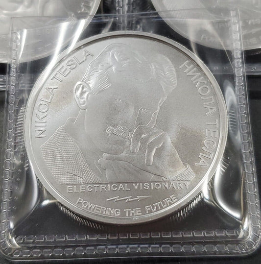 2021 Serbia 1 oz Silver 100 Dinar Nikola Tesla : Harnessing The Field GEM BU UNC