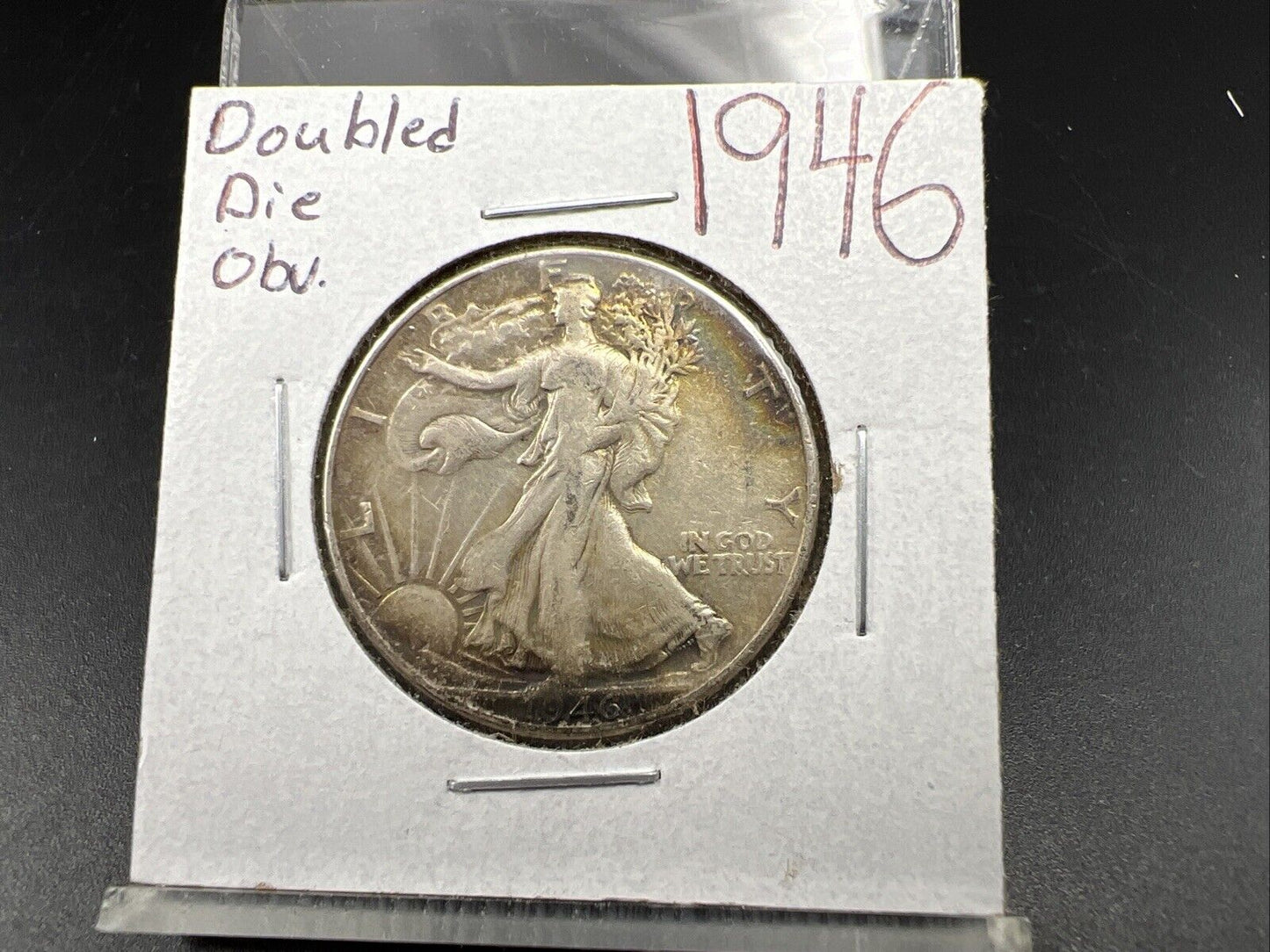 1946 P 50c FS-101 DDO Double Die Obverse Variety Walking Liberty Half VF Toner