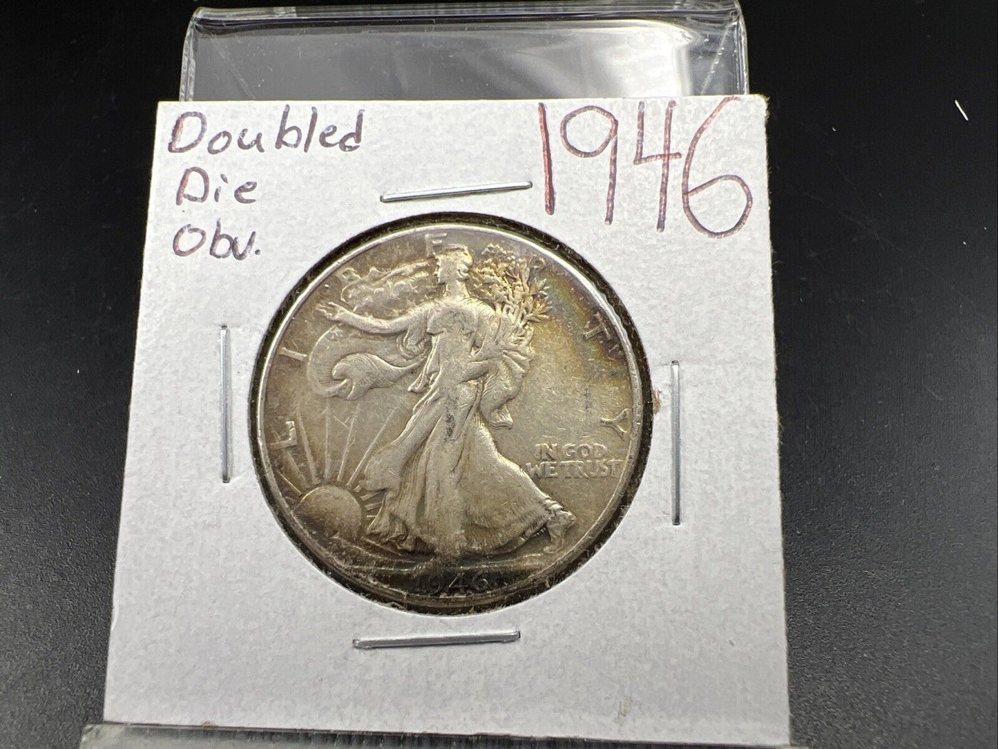 1946 P 50c FS-101 DDO Double Die Obverse Variety Walking Liberty Half VF Toner