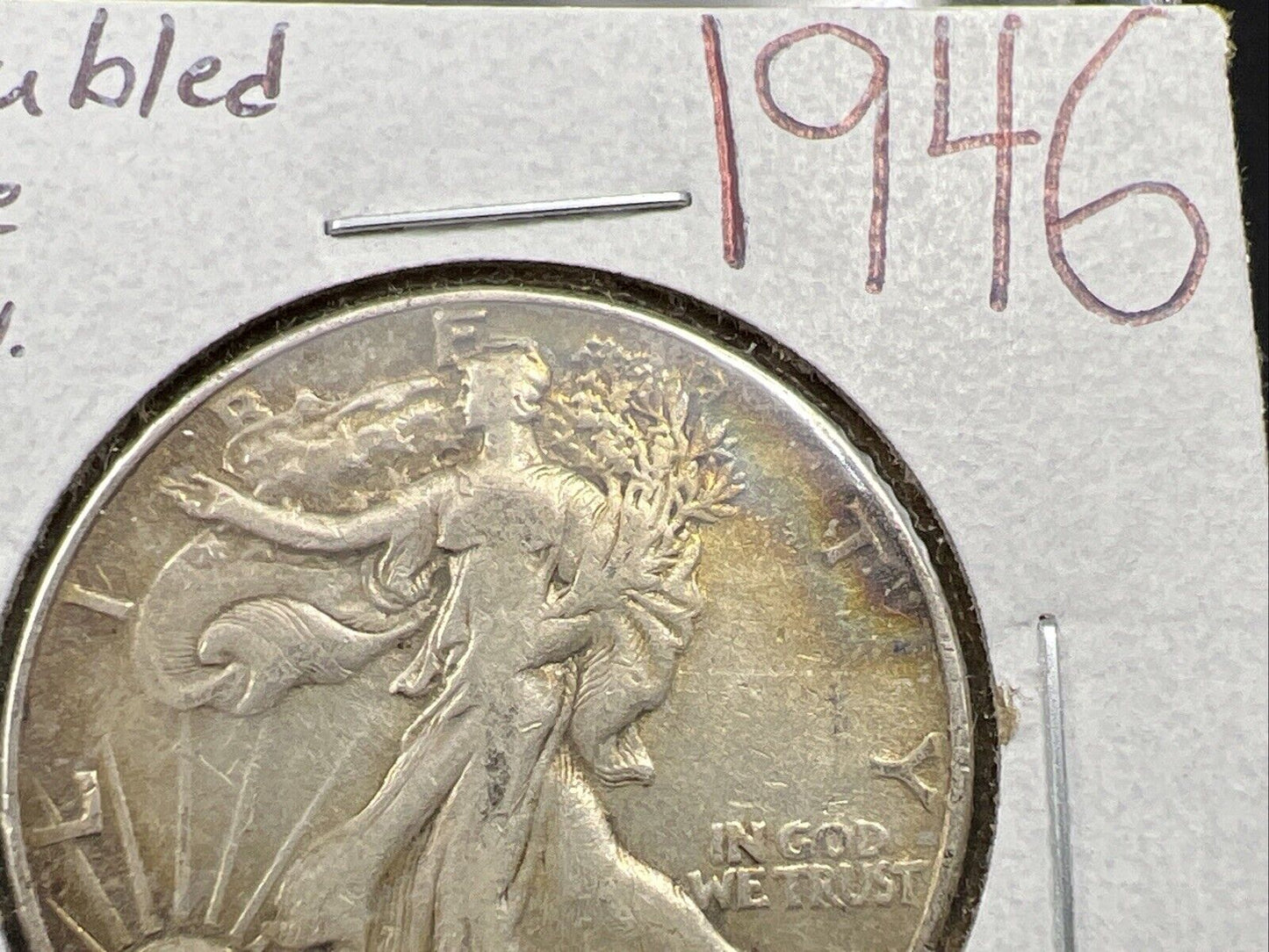 1946 P 50c FS-101 DDO Double Die Obverse Variety Walking Liberty Half VF Toner