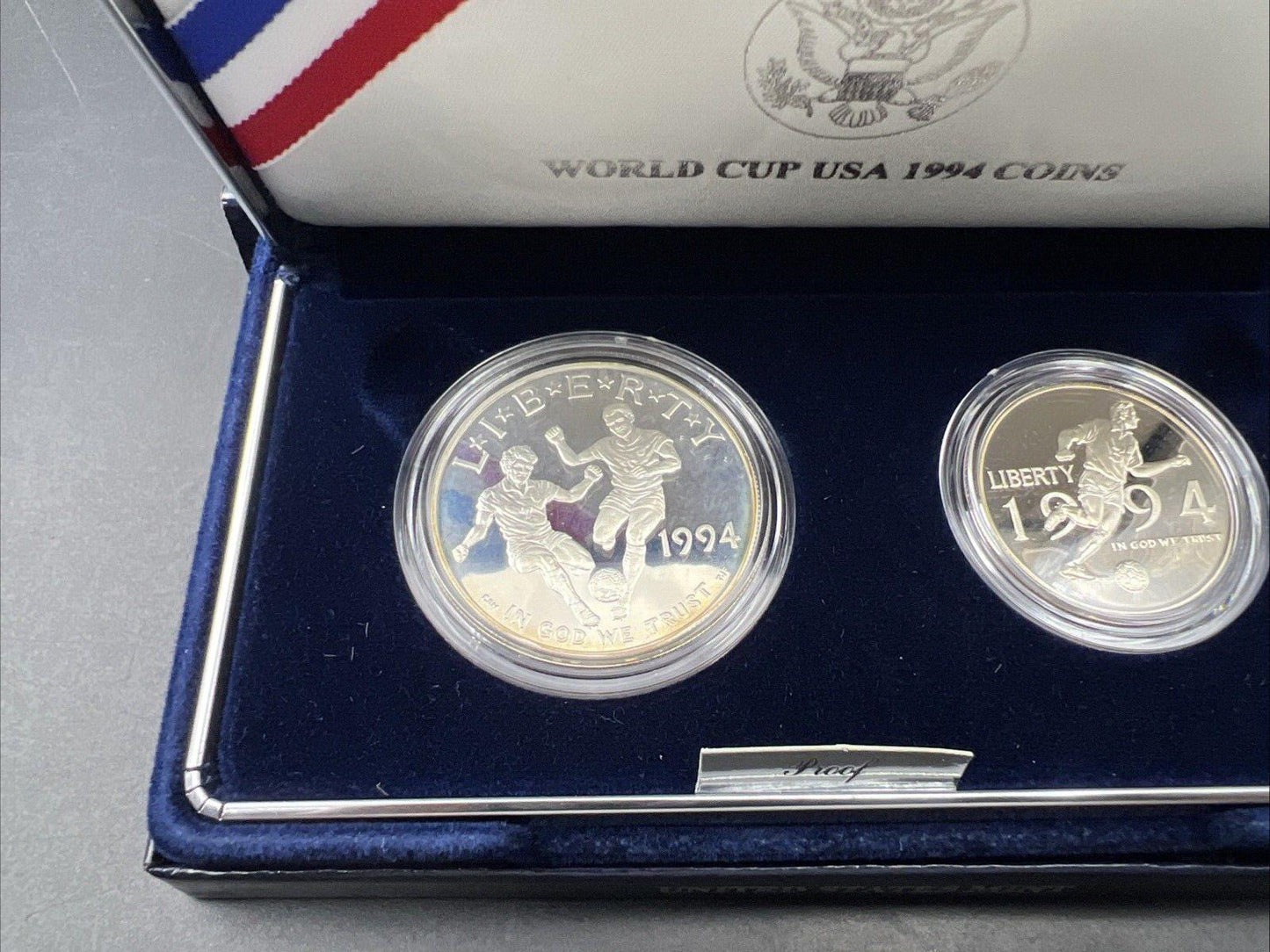 1994 Fifa World Cup Soccer 2 Coin Commemorate Proof Set OGP Box COA