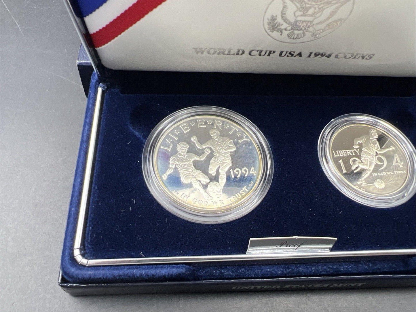 1994 Fifa World Cup Soccer 2 Coin Commemorate Proof Set OGP Box COA