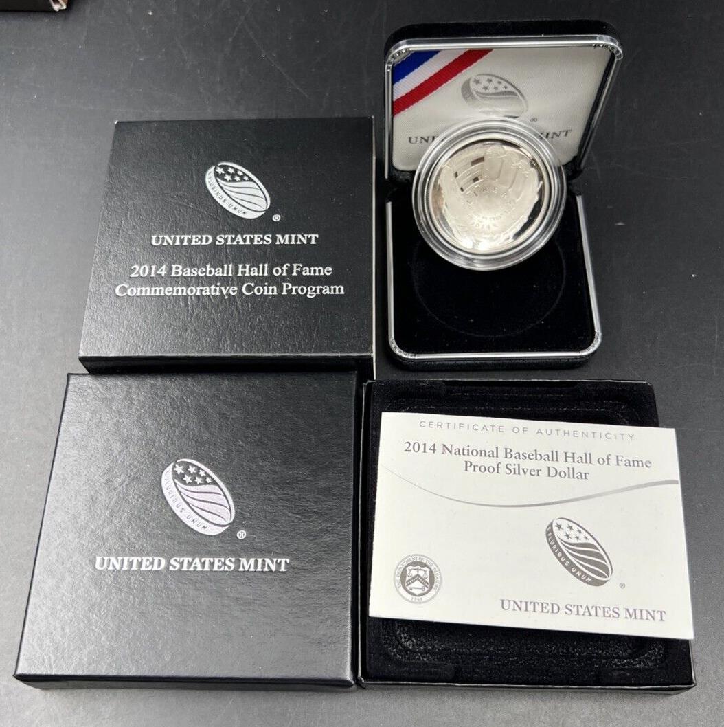 MLB National Baseball Hall of Fame Commemorative 2014 P Proof Silver $1 OGP