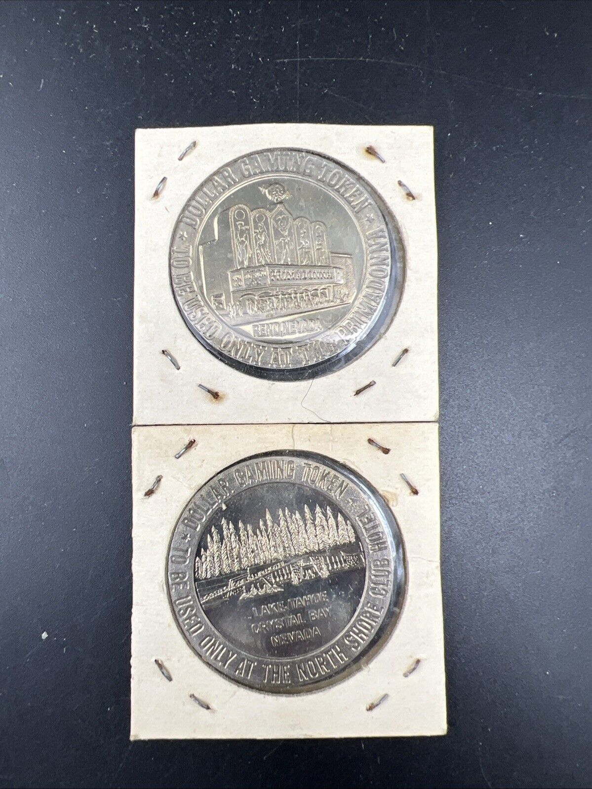 Lot of 2 Specimine Proof Strike Casino Tokens North Shore Club & Primadonna Reno