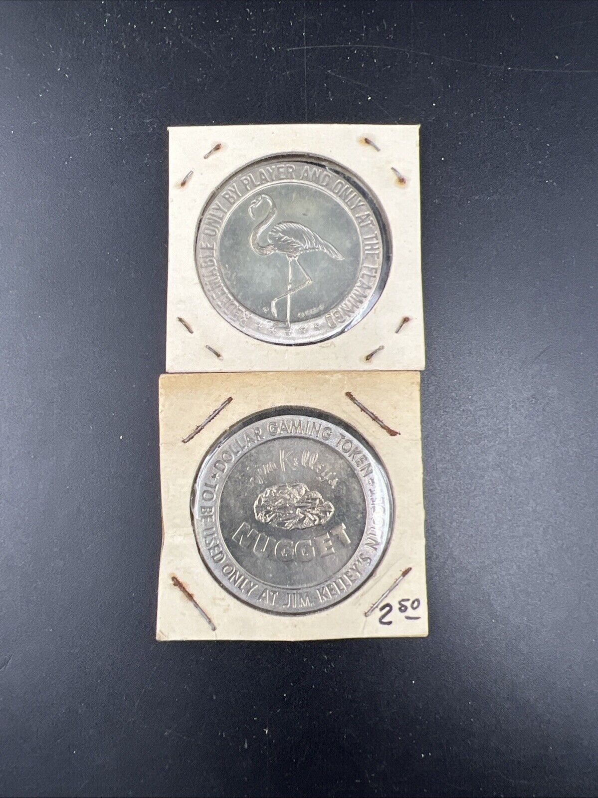 Lot 2 Specimine Proof Strike Casino Tokens Jim Kelley Reno Nugget & The Flamingo