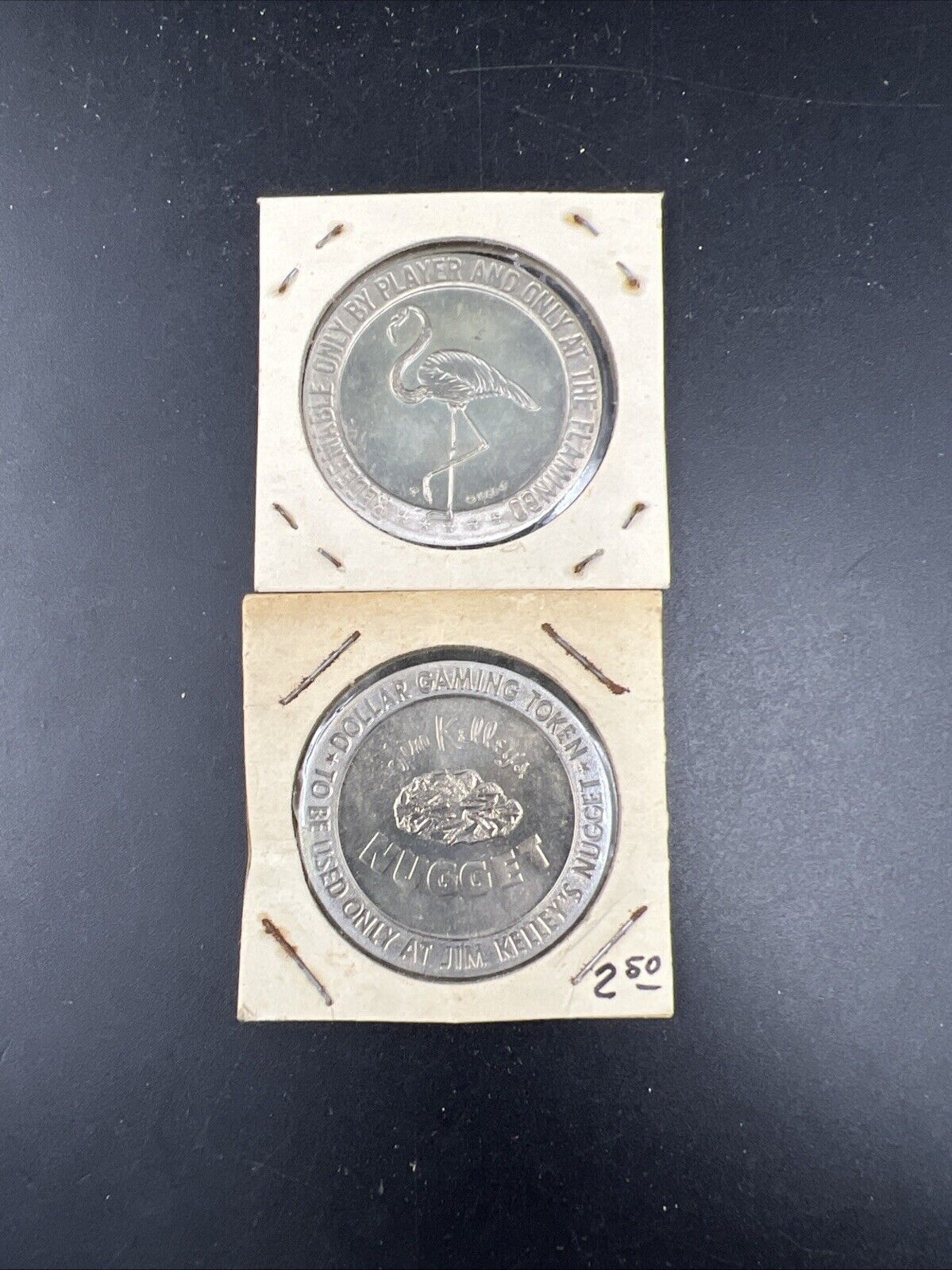 Lot 2 Specimine Proof Strike Casino Tokens Jim Kelley Reno Nugget & The Flamingo