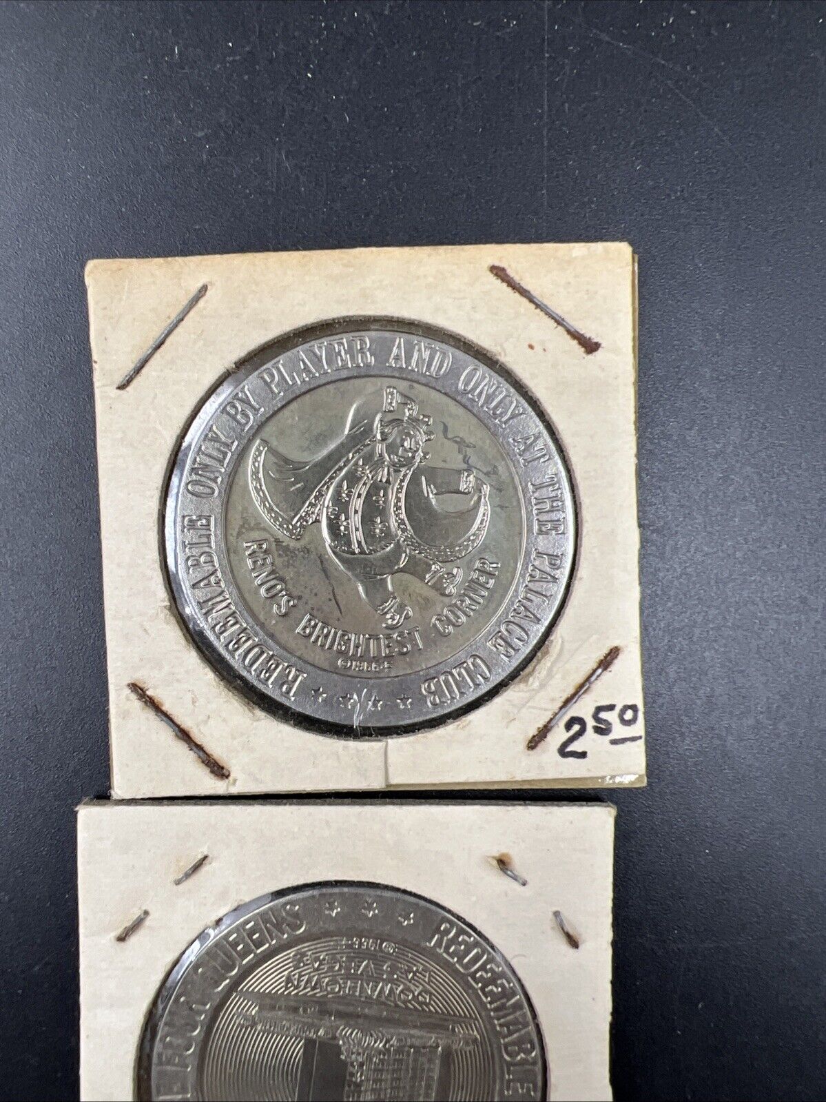 Lot of 2 Specimine Strike Casino Tokens The Palace Club & The Four Queens