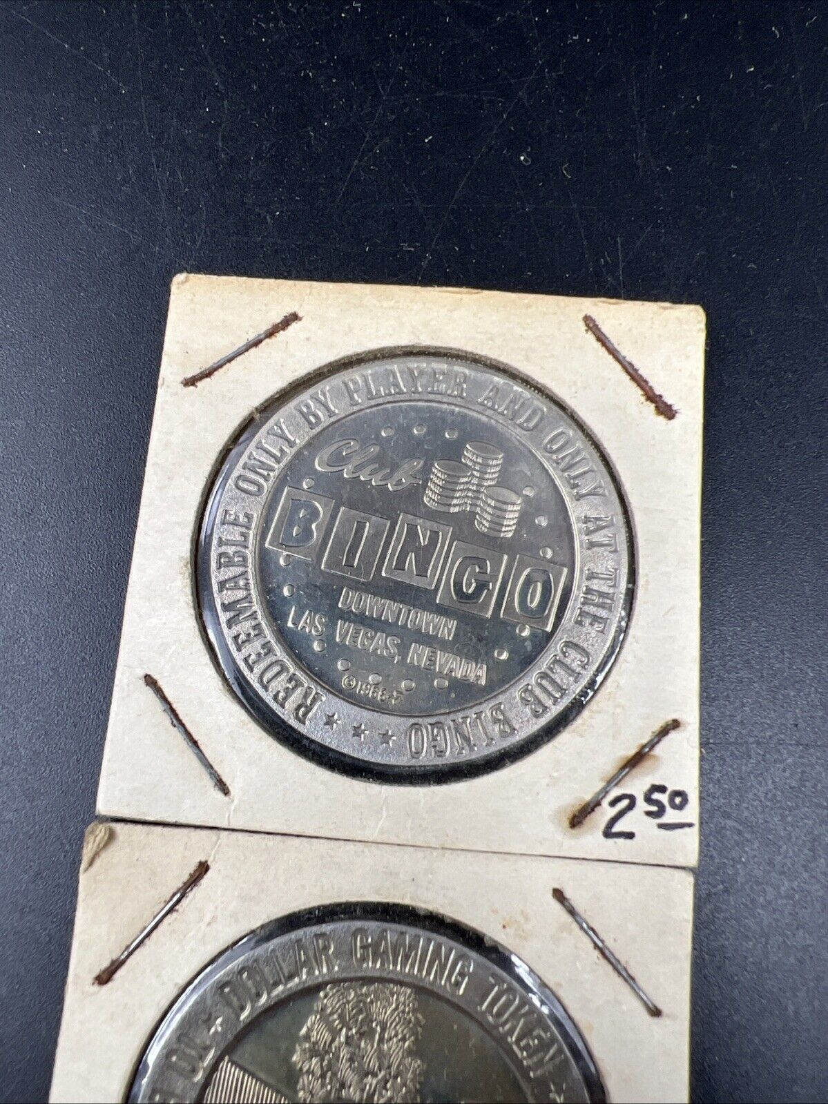 Lot of 2 Specimine Proof Strike Casino Tokens Club Bingo & Incline Village