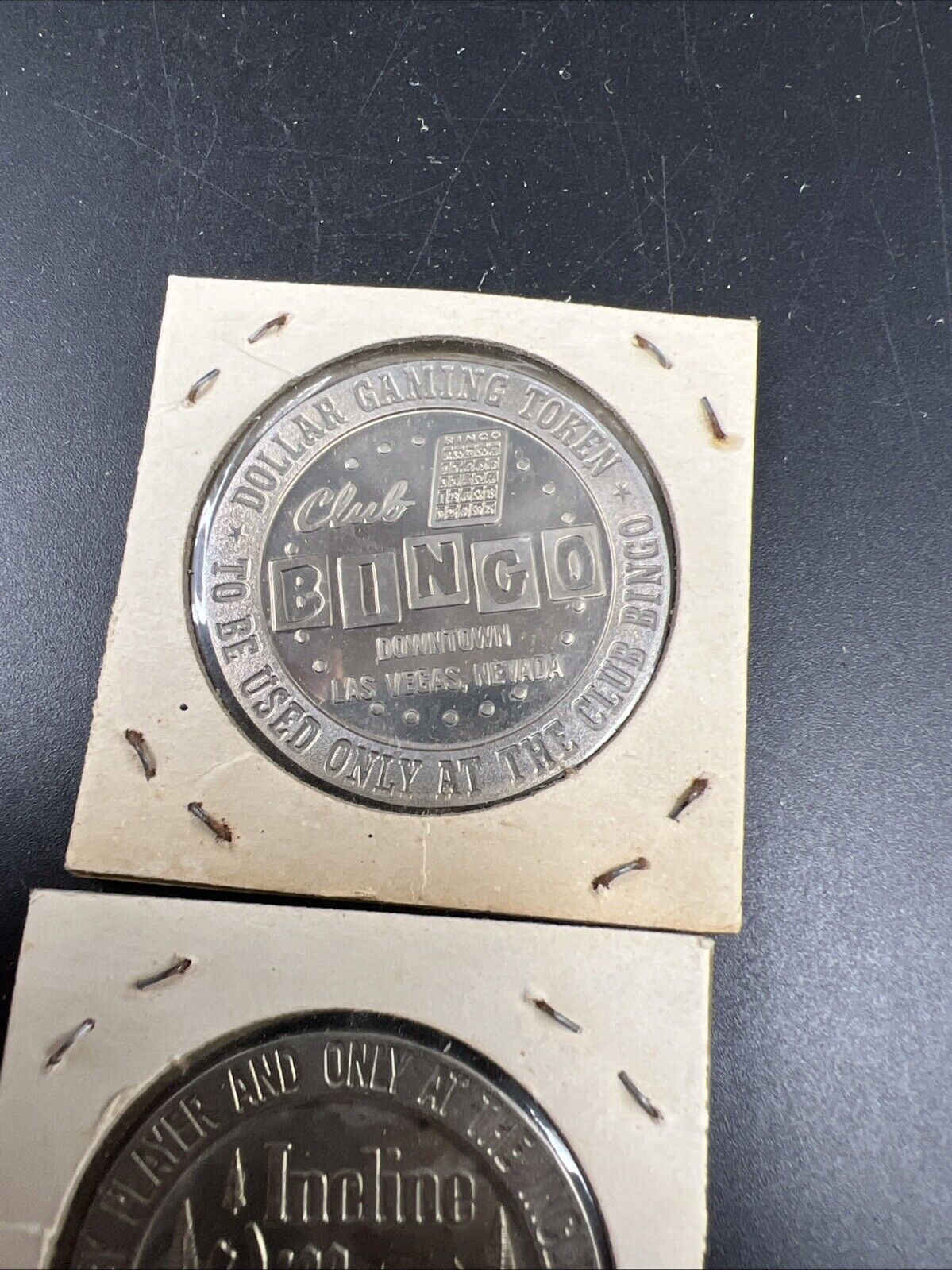 Lot of 2 Specimine Proof Strike Casino Tokens Club Bingo & Incline Village