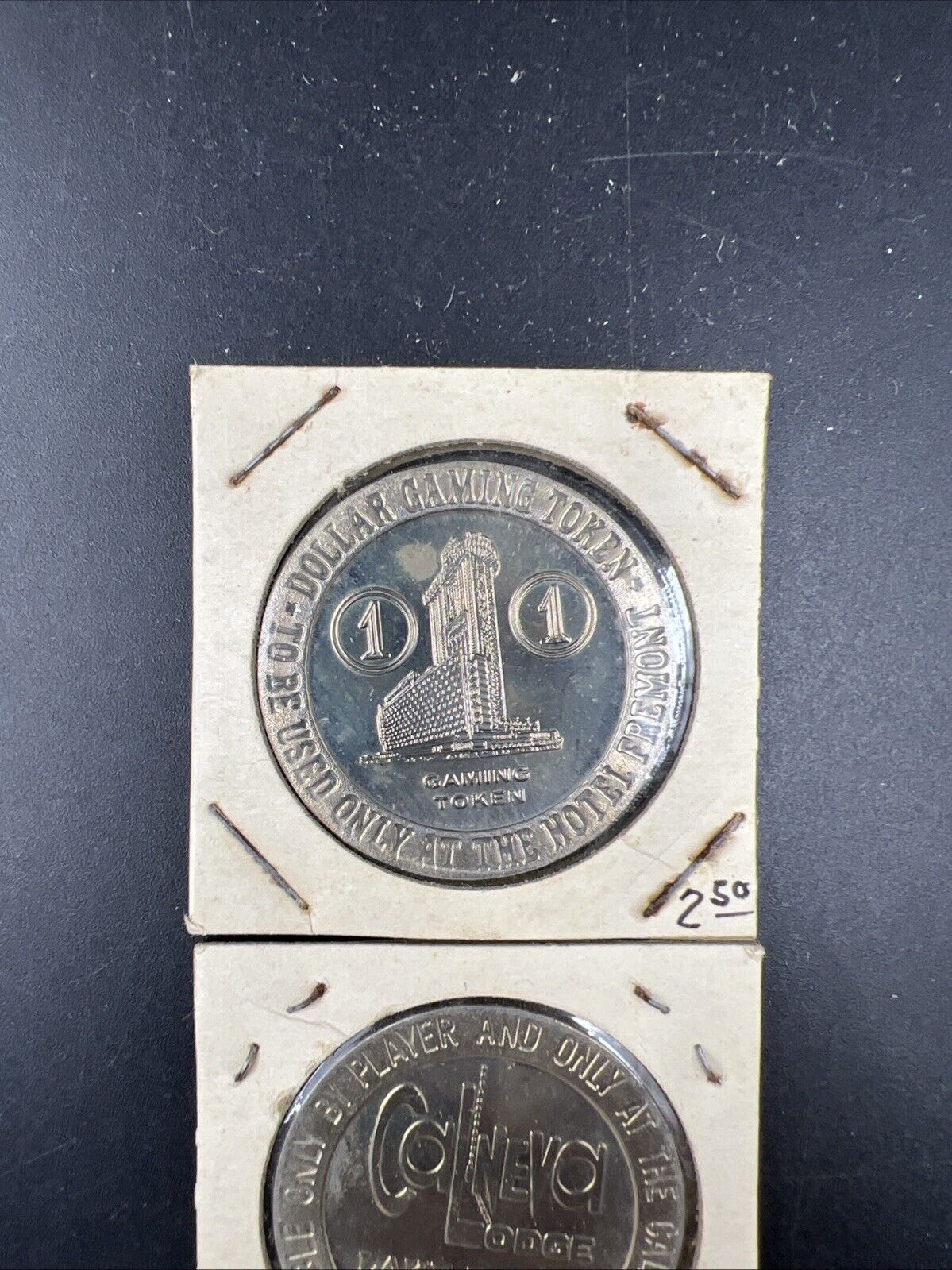 Lot of 2 Specimine Proof Strike Casino Tokens Hotel Fremont & CalNeva Lodge