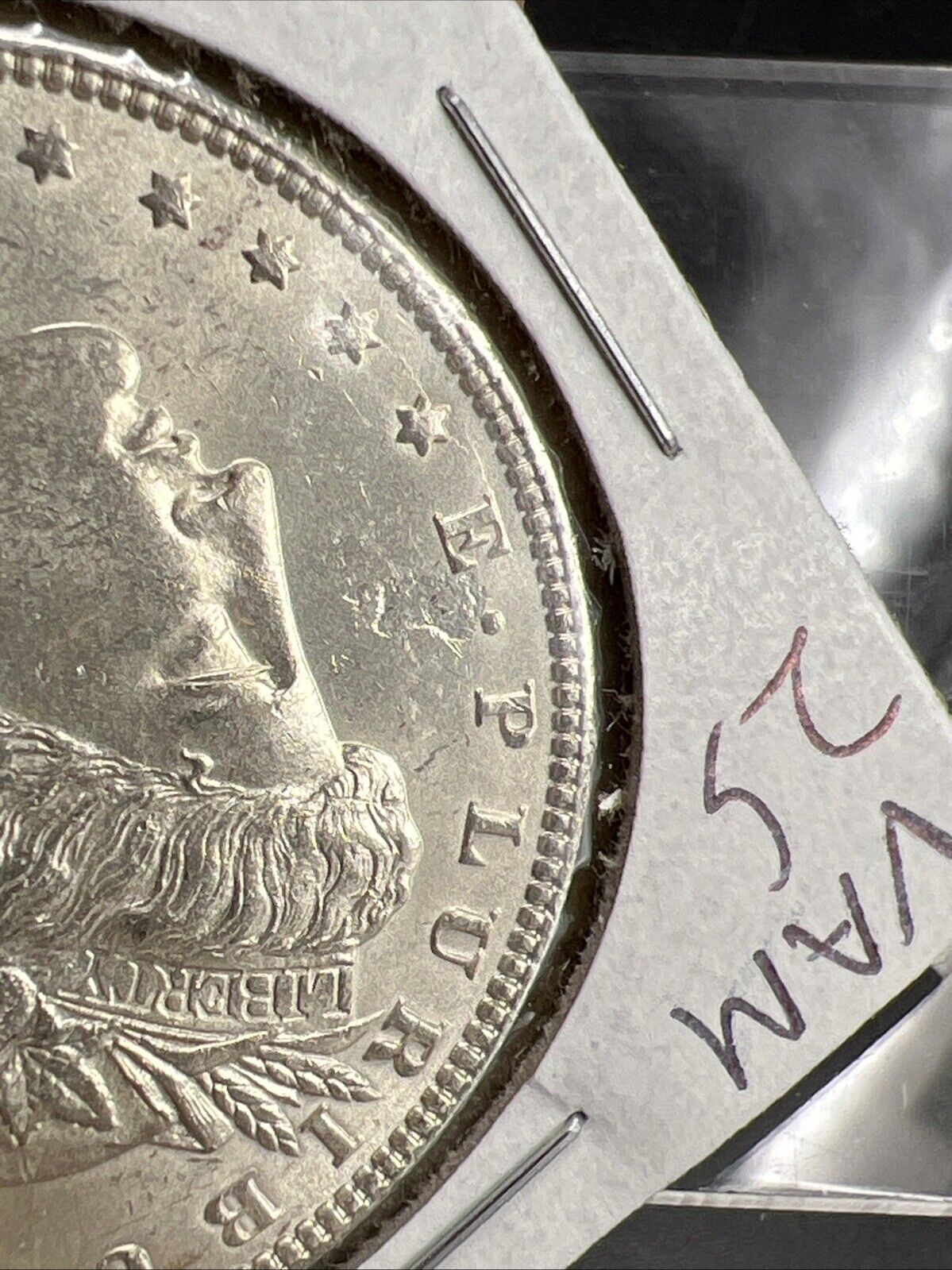 1887 P Morgan Dollar Coin VAM 25 DDO & Strike Through Error OBV CH BU UNC