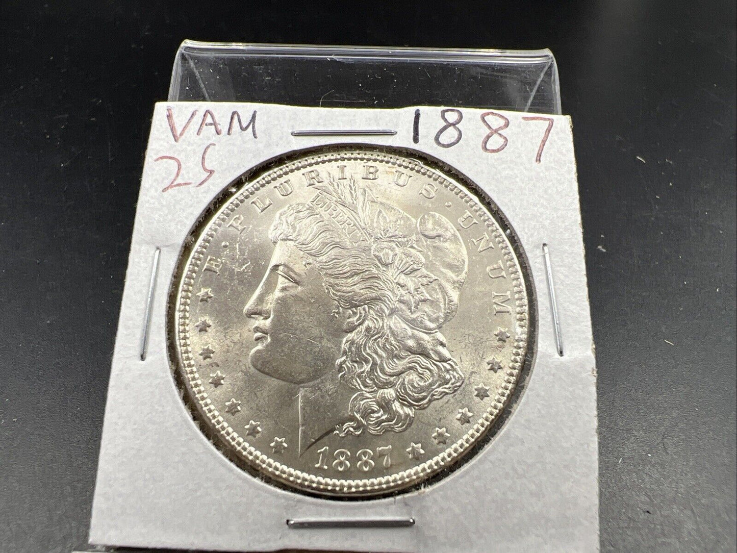 1887 P Morgan Dollar Coin VAM 25 DDO & Strike Through Error OBV CH BU UNC