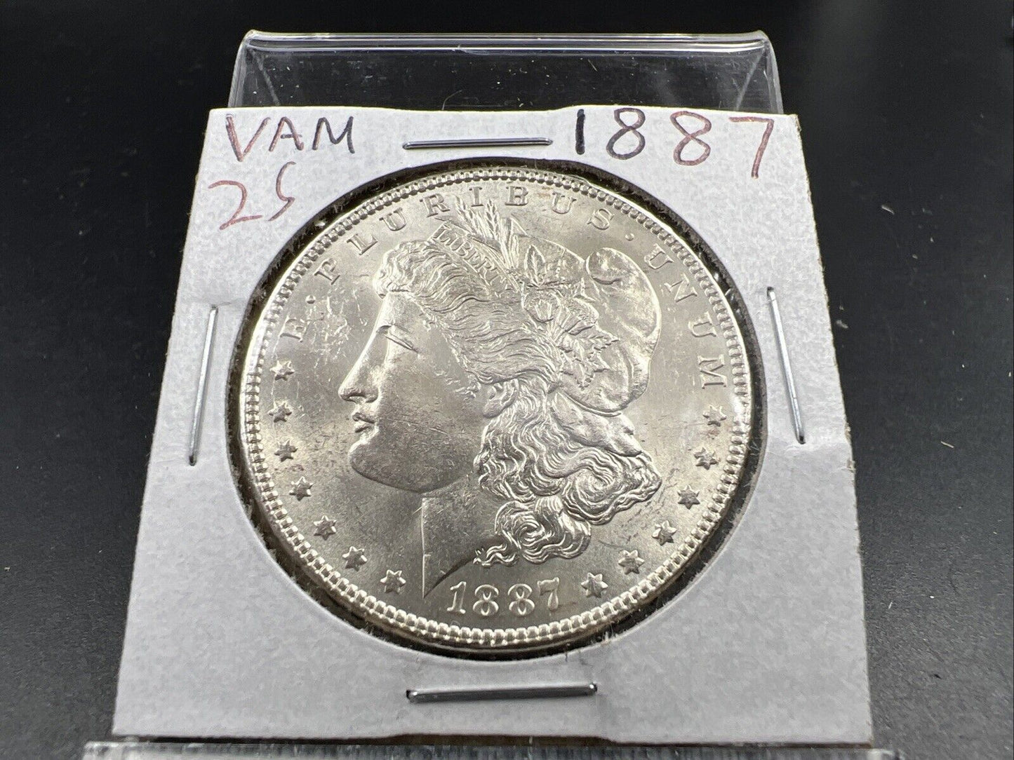 1887 P Morgan Dollar Coin VAM 25 DDO & Strike Through Error OBV CH BU UNC