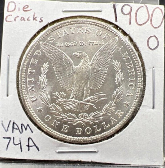 1900 O Morgan Dollar Coin Vam 74A Die Cracks Reverse VAM Variety