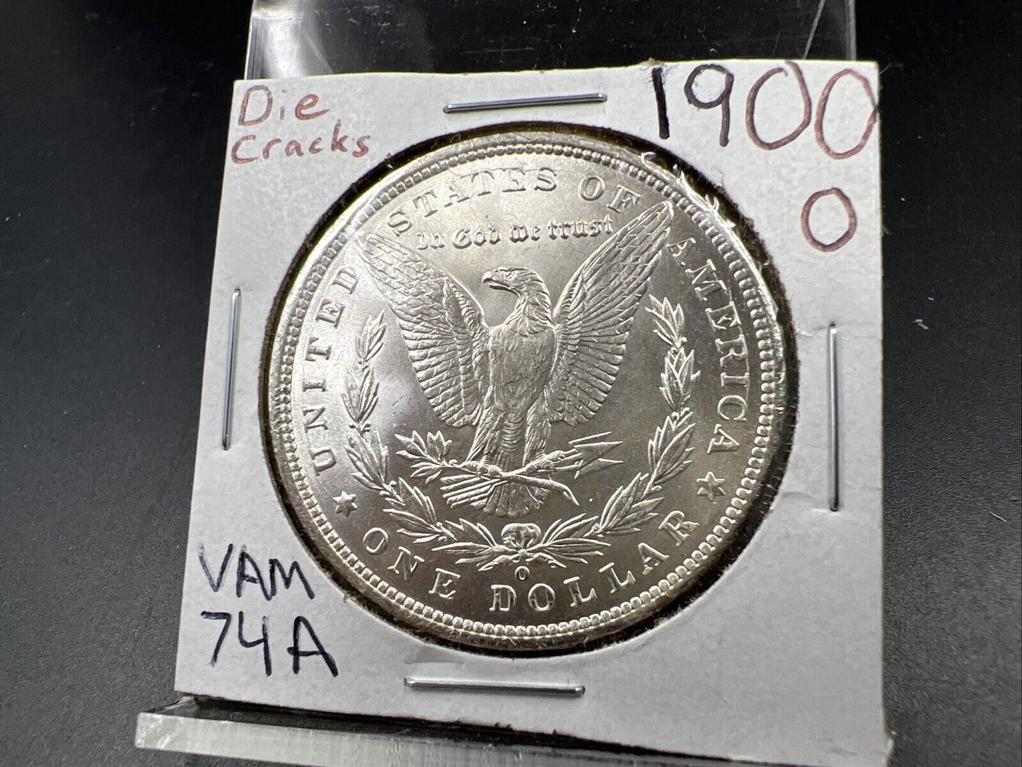 1900 O Morgan Dollar Coin Vam 74A Die Cracks Reverse VAM Variety