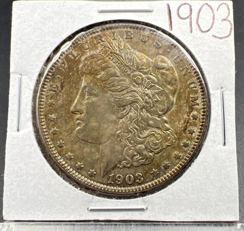 1903 P $1 Morgan Silver Dollar Choice AU About UNC Neat Toning Semi Key Date