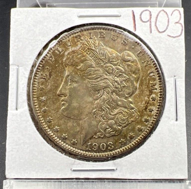 1903 P $1 Morgan Silver Dollar Choice AU About UNC Neat Toning Semi Key Date