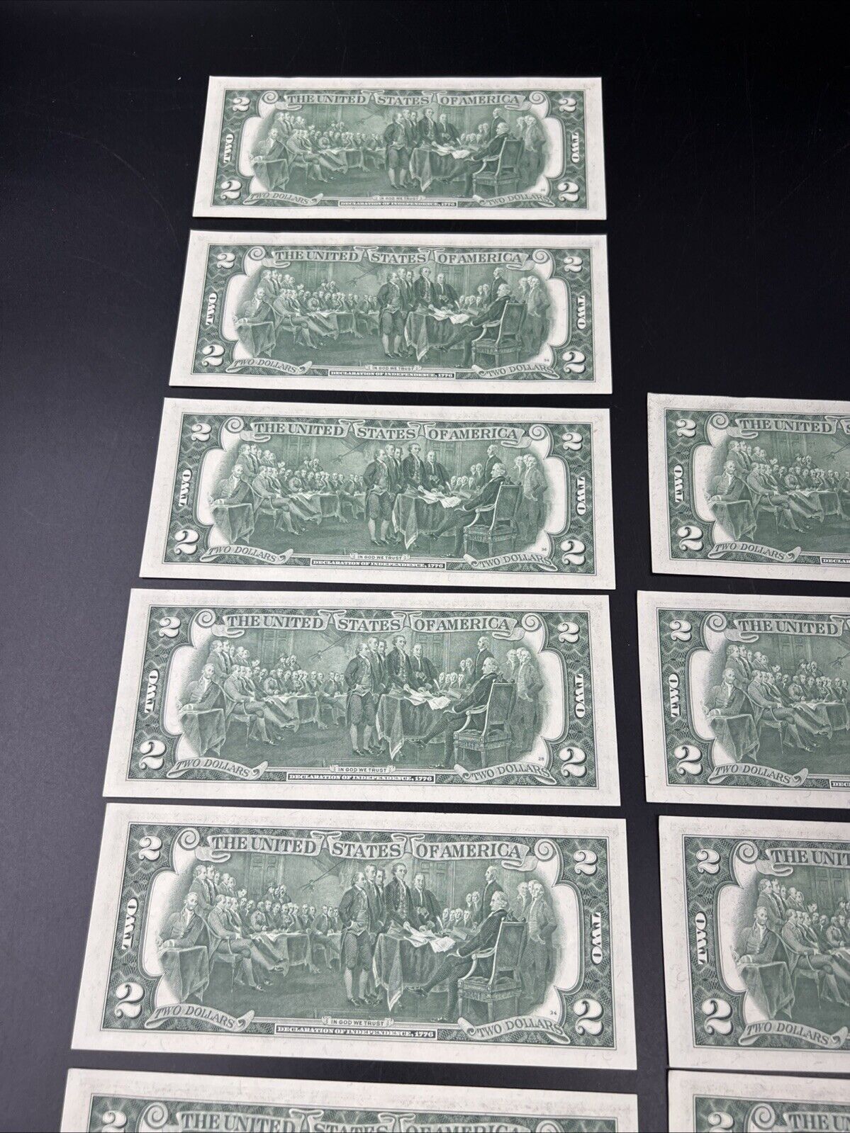 12 Consecutive 1976 $2 Two Dollar Bicentennial Bill Federal Reserve Notes UNC #A