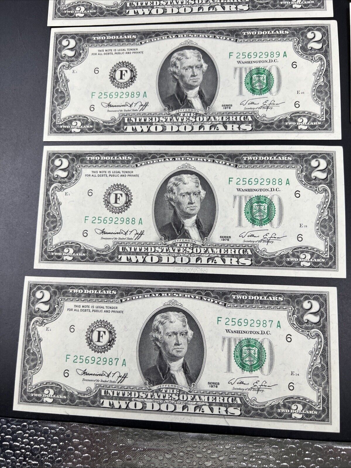 12 Consecutive 1976 $2 Two Dollar Bicentennial Bill Federal Reserve Notes UNC #A