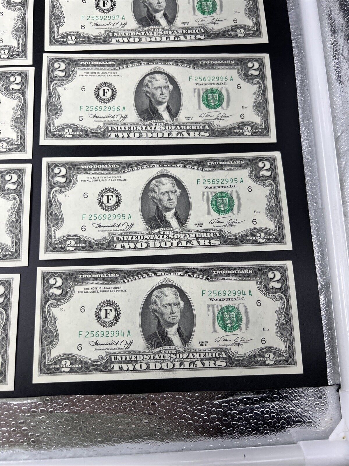 12 Consecutive 1976 $2 Two Dollar Bicentennial Bill Federal Reserve Notes UNC #A