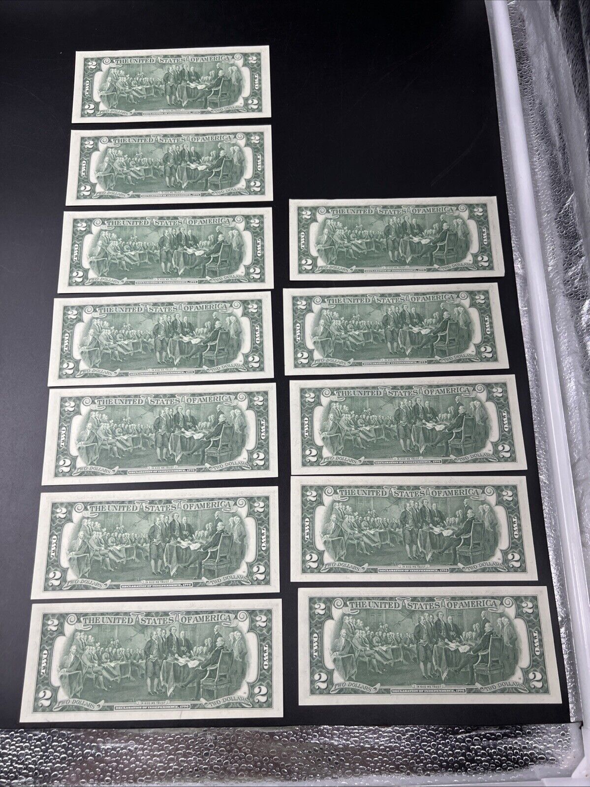 12 Consecutive 1976 $2 Two Dollar Bicentennial Bill Federal Reserve Notes UNC #A