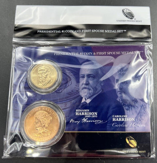 2009 William Henry Harrison & First Spouse $1 Presidential Coin & Medal Set OGP